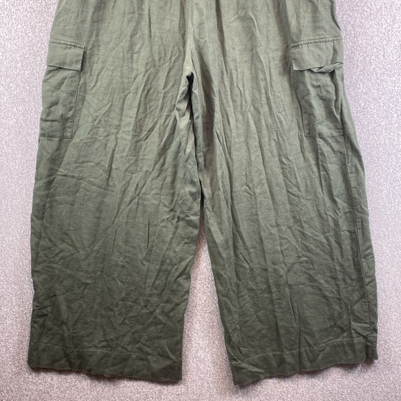 Jessica Simpson wide leg pull on cargo trouser pants XL olive green linen blend - Picture 8 of 11
